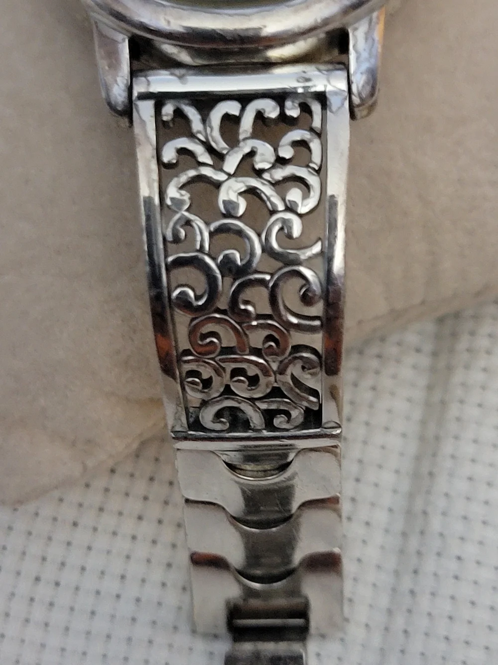 Brighton Women's Silver Wave Crystal Accent Bracelet Watch